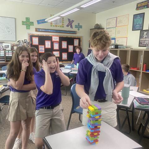 Georgia Private School | Elementary School Near Me | 5th Grade Plays Jenga to Review Dividing Fractions