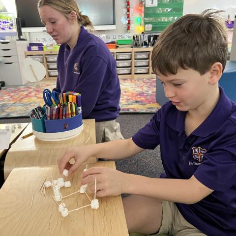 Private Day School | Private Schools in Georgia | Middle Schoolers in Mrs. Lynn's Intro to Engineering Class Inspire Little Engineers in PreK-2nd Grade